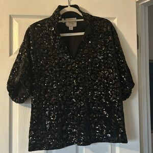 Black velvet and sequined top